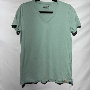Carhartt Tencel Fiber Green Relaxed Fit V-Neck T-Shirt Lightweight Short Sleeve